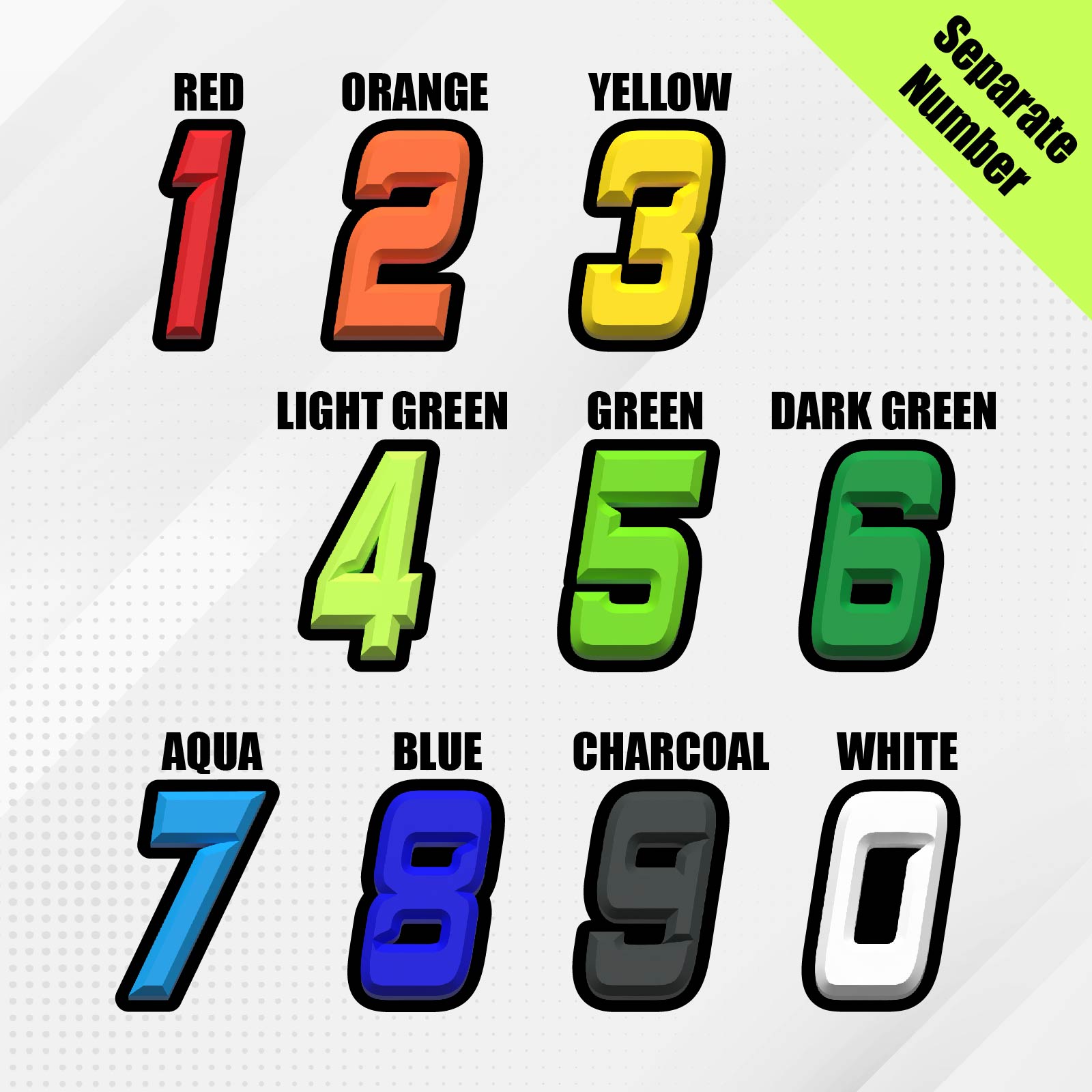 3 x Custom Number Stickers Vinyl S15 For NINJA ZX-14R Panigale V4
